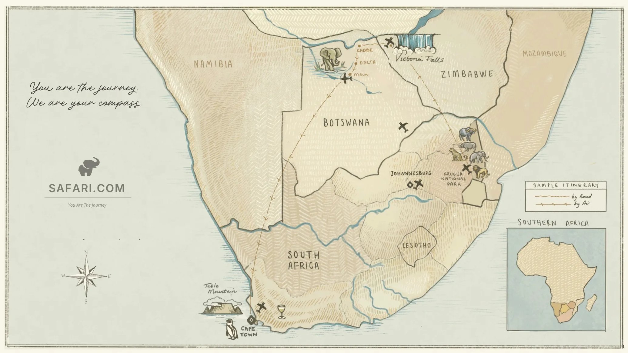 Southern Africa Safari Map